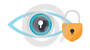 Eye and Padlock Icon. Visual Security and Privacy Protection, vector design Generative AI