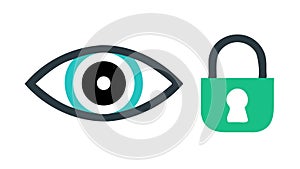 Eye and Padlock: Privacy Security Data Protection, vector design Generative AI