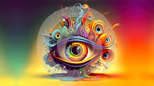 Eye Pop-Art Background Exploring Colorful Creative World Artistic Visuals