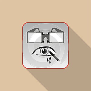 Eye protection at work. Conditional sign. Vector icon.