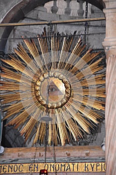 Eye of Providence in the church of the Holy sepulcher in Jerusalem , Israel