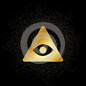 eye, pyramid gold icon. Vector illustration of golden particle background