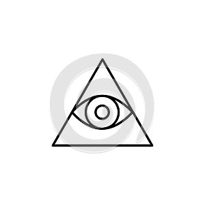 eye in the pyramid outline icon. Element of religion sign for mobile concept and web apps. Thin line eye in the pyramid outline