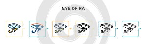 Eye of ra vector icon in 6 different modern styles. Black, two colored eye of ra icons designed in filled, outline, line and