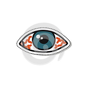 Eye redness doodle icon, vector color illustration
