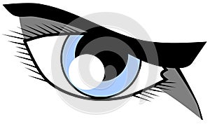 Eye with resolute look isolated