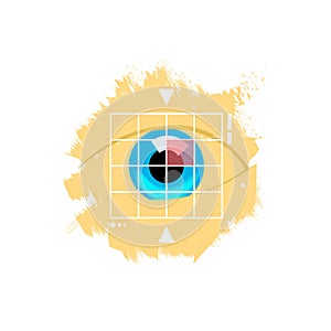 Eye retina scan vector emblem illustration, verification identity scanning concept