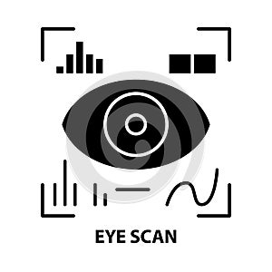 eye scan icon, black vector sign with editable strokes, concept illustration