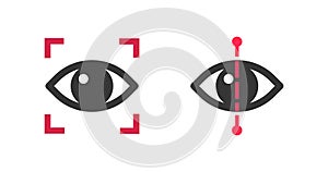 Eye scan icon pictogram vector or digital identity biometric recognition for secure technology symbol graphic illustration, retina