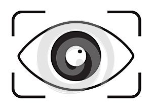 Eye scan icon on white background. retina scan sign. black security lock logo. flat style. retina check symbol