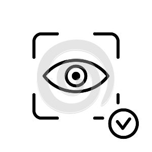 Eye Scan ID Line Icon. Vision Scanning Technology for Security Access Pictogram. Iris Recognition for Biometric