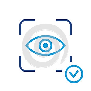 Eye Scan ID Line Icon. Vision Scanning Technology for Security Access Pictogram. Iris Recognition for Biometric