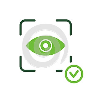 Eye Scan ID Line Icon. Vision Scanning Technology for Security Access Pictogram. Iris Recognition for Biometric