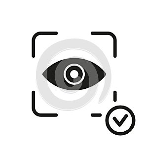 Eye Scan ID Line Icon. Vision Scanning Technology for Security Access Pictogram. Iris Recognition for Biometric