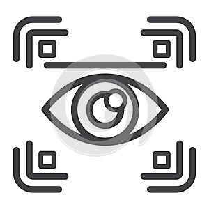 Eye scan line icon, security and iris scanner