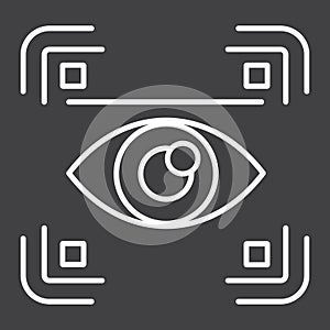 Eye scan line icon, security and iris scanner