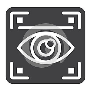 Eye scan solid icon, security and iris scanner