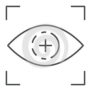Eye scan thin line icon, access and identification, retina scan sign, vector graphics, a linear pattern on a white