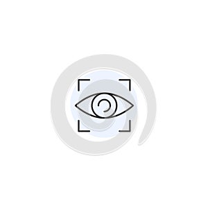 Eye scanning visual identity line icon. Biometric scan iris id security