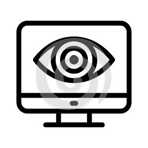 Eye screen vector thin line icon