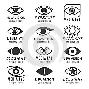 Eye, see, vision media logos vector set