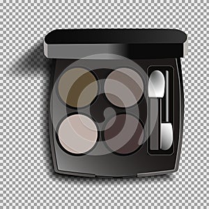 Eye shadow of four colors on a transparent background. Isolated vector illustration