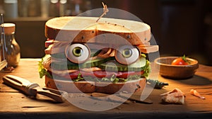 Pixar-inspired Vray Tracing Sandwich With Edgy Caricatures photo