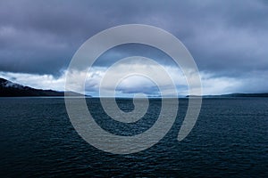 Eye shaped storm at dusk near Mull, Scotland