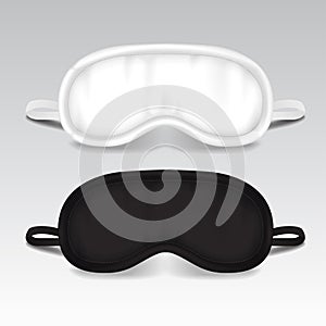 Eye sleep mask. Vector mock up illustration. Black and white sleep accessory object. Eye protection for rest night