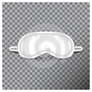 Eye sleep mask. White sleep accessory object. Eye protection for rest night travel, blindfold. Vector mock up