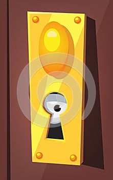 Eye Spying Behind Door Keyhole