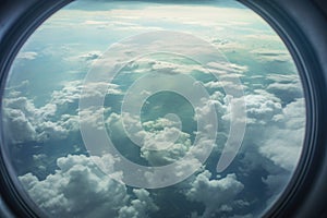 the eye of a storm seen from a plane, clouds encircling a clear center