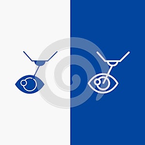 Eye Surgery, Eye Treatment, Laser Surgery, Lasik Line and Glyph Solid icon Blue banner Line and Glyph Solid icon Blue banner photo