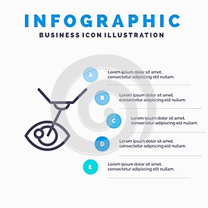 Eye Surgery, Eye Treatment, Laser Surgery, Lasik Line icon with 5 steps presentation infographics Background photo