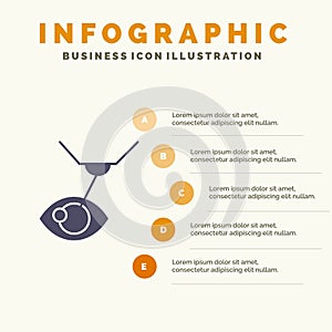 Eye Surgery, Eye Treatment, Laser Surgery, Lasik Solid Icon Infographics 5 Steps Presentation Background photo