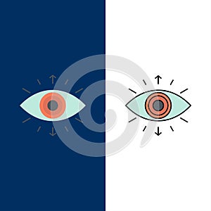 Eye, Symbol, Secret Society, Member,   Icons. Flat and Line Filled Icon Set Vector Blue Background