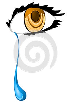 Eye with a tear drop