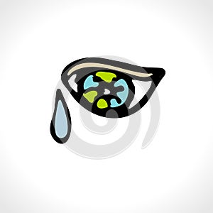 Eye tear icon vector. Hand drawn eye. Vector color illustration.