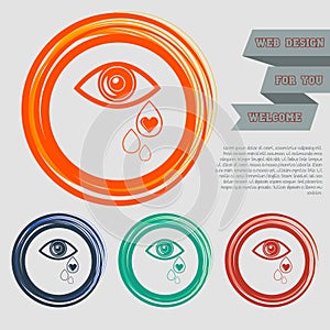Eye Tears Icon on the red, blue, green, orange buttons for your website and design with space text.