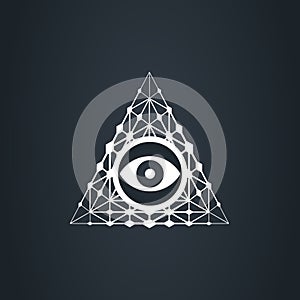 The eye in the techno pyramid. Big Brother\'s watching you. World order symbol all-seeing eye of providence