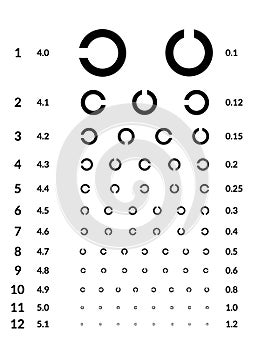 Eye Test Chart Vector. Vision Exam. Optometrist Eyesight Chart Check. Medical Eye Diagnostic. Sight. Optical Glasses