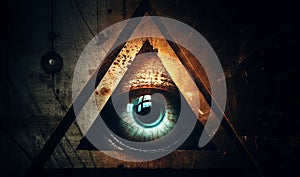 Eye within a triangle, evoking symbolism and mystique