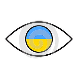 Eye ukraine. Stop war sign. Peace symbol. Support ukraine sign. Vector illustration. stock image.