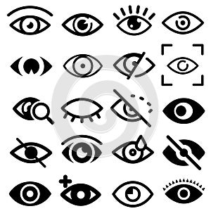 Eye vector icons. Human eyes, vision and view illustration signs. Eye  icon. Visible, sleep and medicine  supervision observe, len