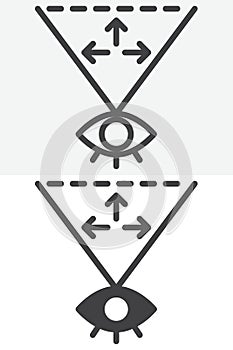 360 eye view vector icon set in line and solid different style