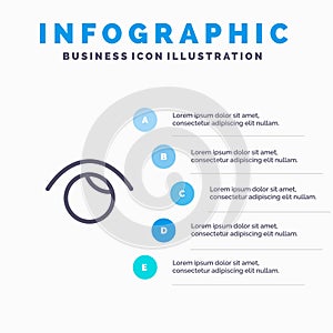 Eye, View, Watch, Twitter Line icon with 5 steps presentation infographics Background