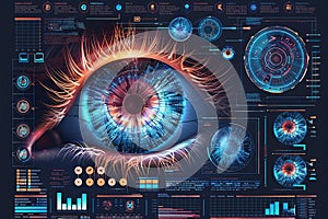 Eye viewing digital info. Eye futuristic concept