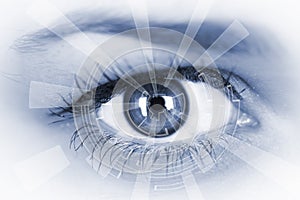 Eye viewing digital information.