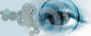 Eye vision cogs abstract futuristic technology background, Illustration business digital technology concept, Vector illustration.