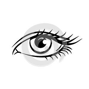 Eye on white background. Woman eye. The eye logo. Eyes art. Human eye, eye close up